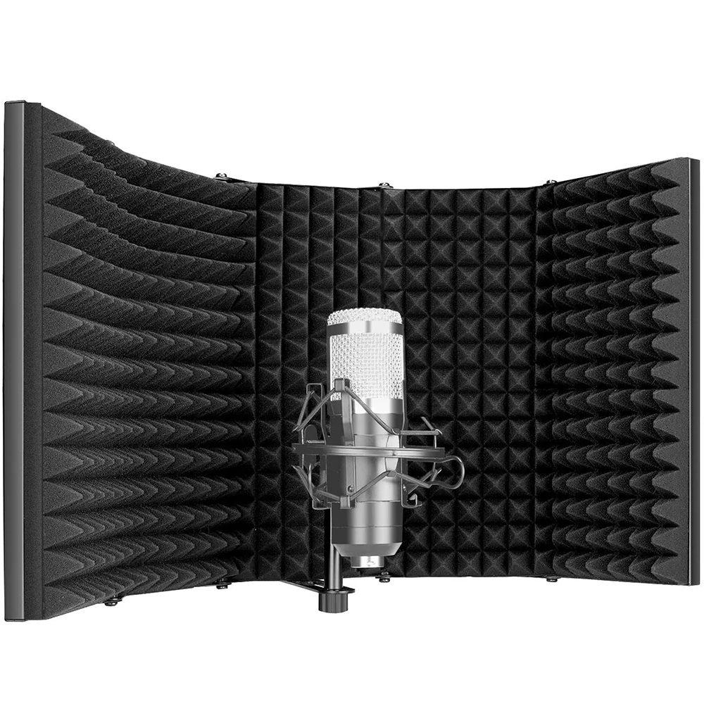 

5-Panel Filter Microphone Absorbent Foam Windshield Studio Sound Microphone Isolation Sheild