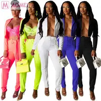 

Z1027 hot sale fashion solid color long sleeve brazer pants lady suit two piece set woman clothing