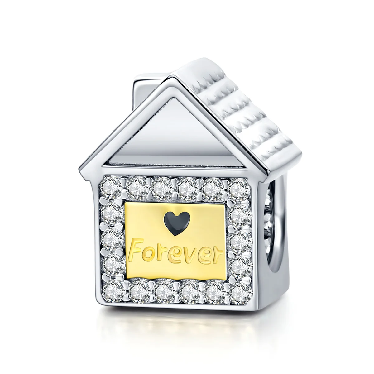 

Love House Forever Family Metal Beads Geometric Charm Silver 925 Original Golden Charms fit Bracelet & Bangle