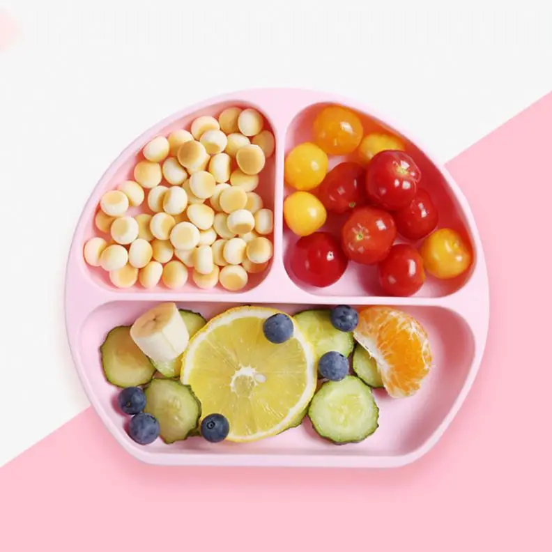 

Food Grade Silicone Soft And Non-Slip Silicone Feeding Plate With Lid Divider, All sorts of colors