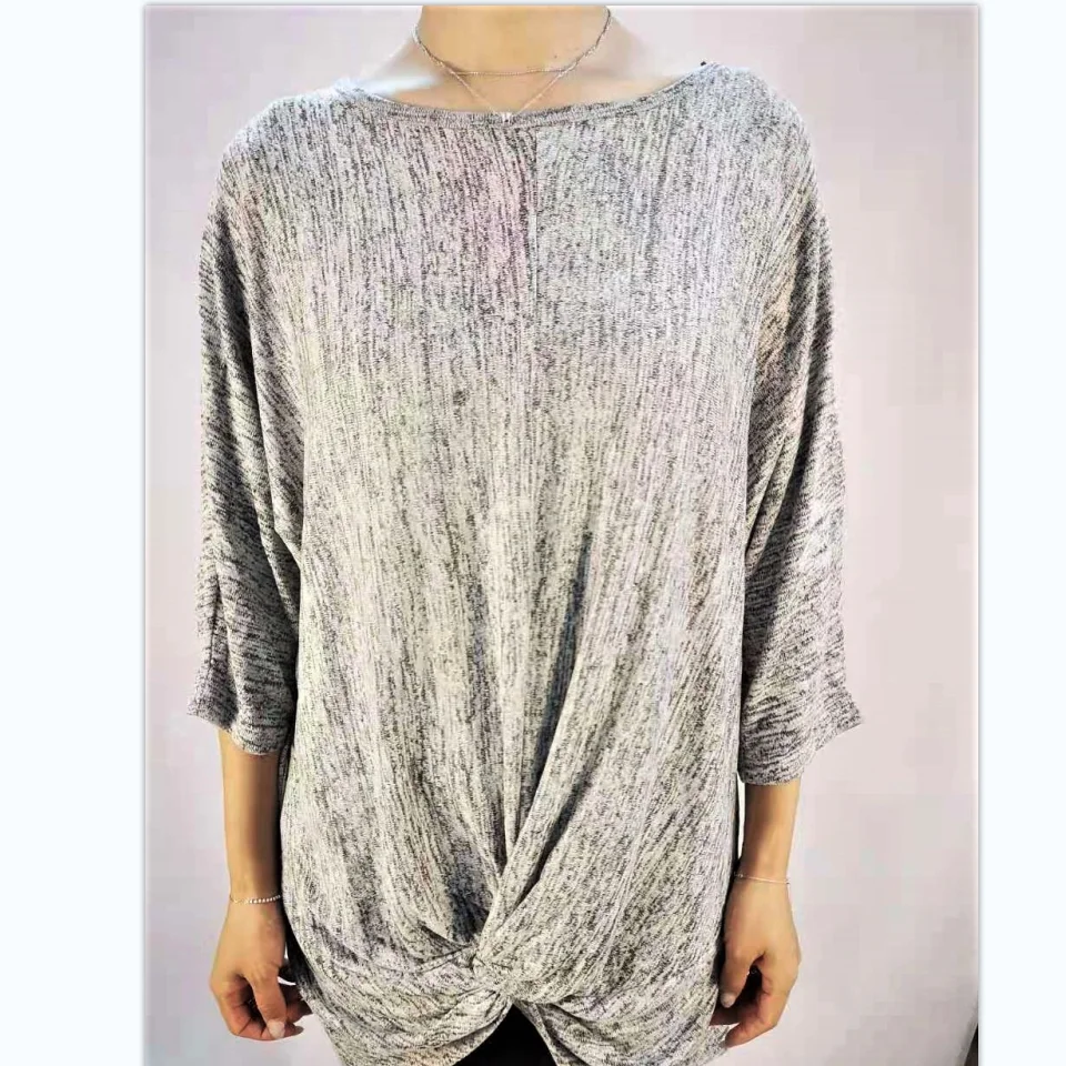 

Ladies fashion casual top 3/4 sleeve front Dolamn knot t-shirts for women