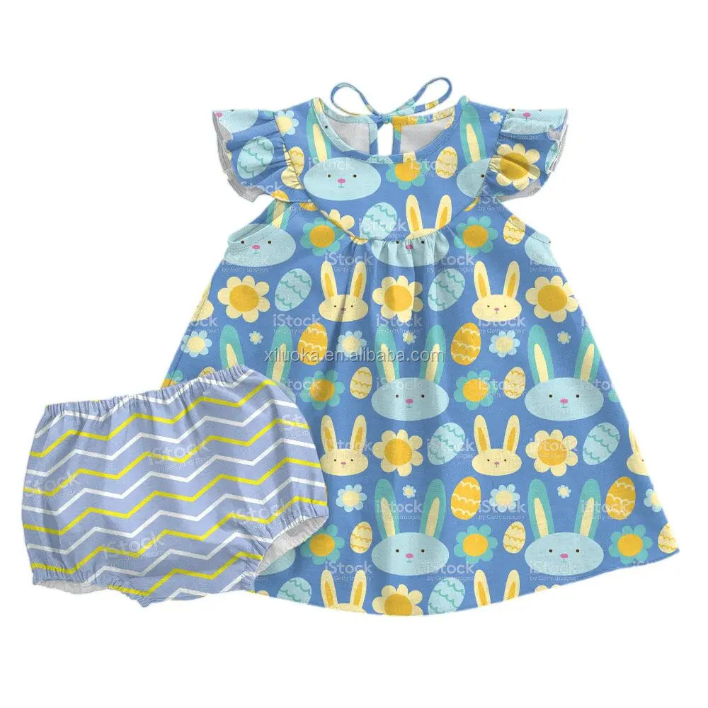 

Easter Tops Bloomers Two Pieces Infants Outfits Rabbits Baby Sets Kids Easter Clothing, Picture