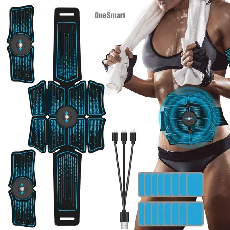 

2021 Hot Sale 8pcs Lazy Abdomen Fitness Equipment Rechargeable Home Fitness Belt Abdominal Muscle Trainer for Man and Women