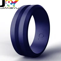 

Silicone Wedding Ring for Men with custom logo 8mm Silicone Rubber Wedding Bands, Brushed Top Beveled Edges