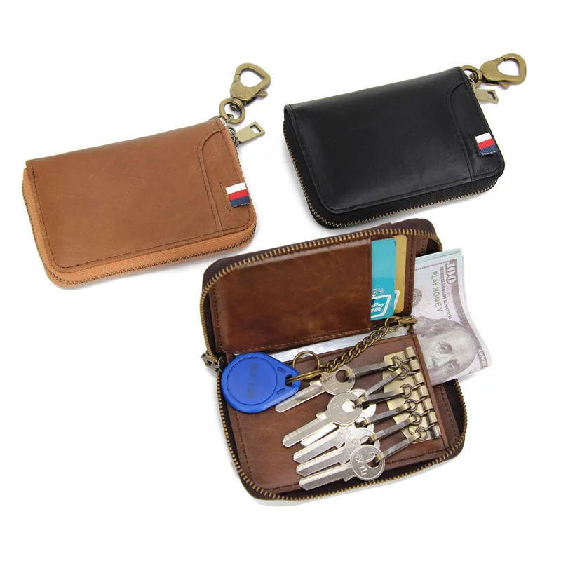 

Amazon hot sell high quality real leather wristlet clutch wallet key wallet leather with key slot, Various colors available