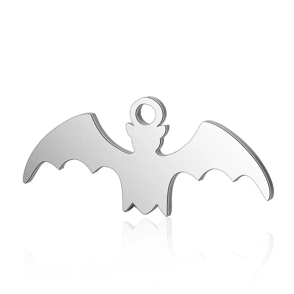 

New 10Pcs/Bag Polished Laser Cutting Stainless Steel Halloween Bat Charm Pendant For Jewelry Making