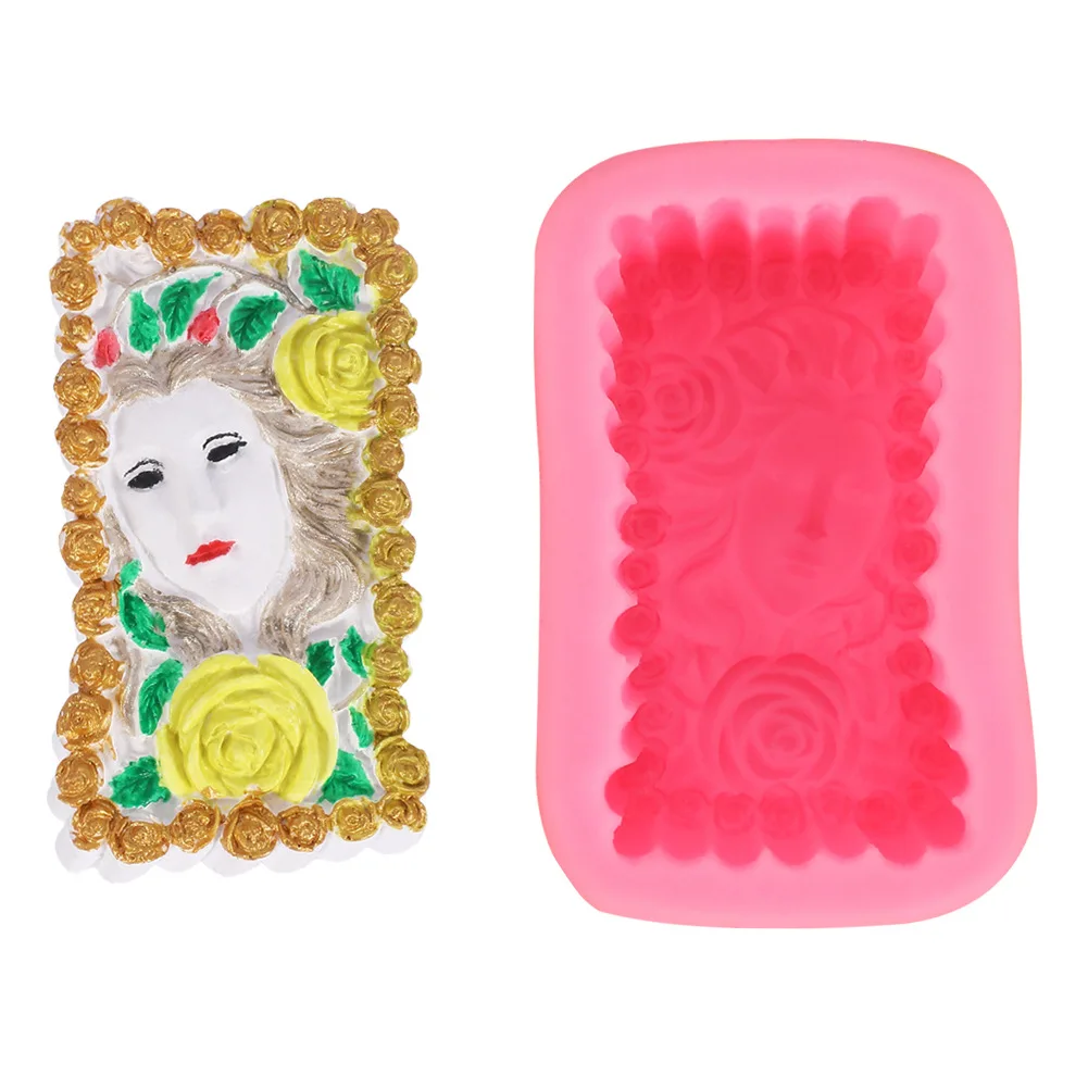 

DIY lady clay silicone mold handmade soap flower craft resin mold, Pink
