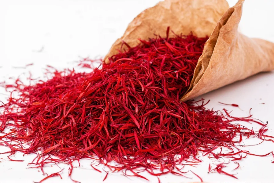 Close-up photograph of saffron threads being steeped in warm milk, showing the vibrant color release