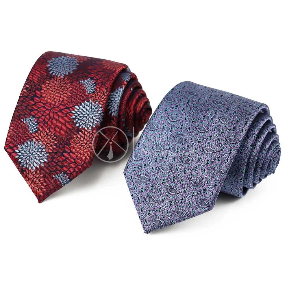 

Beautiful Groom Wedding Men's Floral Woven Pattern Neckties Red Blue Purple Nice Quality 100% Silk Custom Neck Ties with Logo