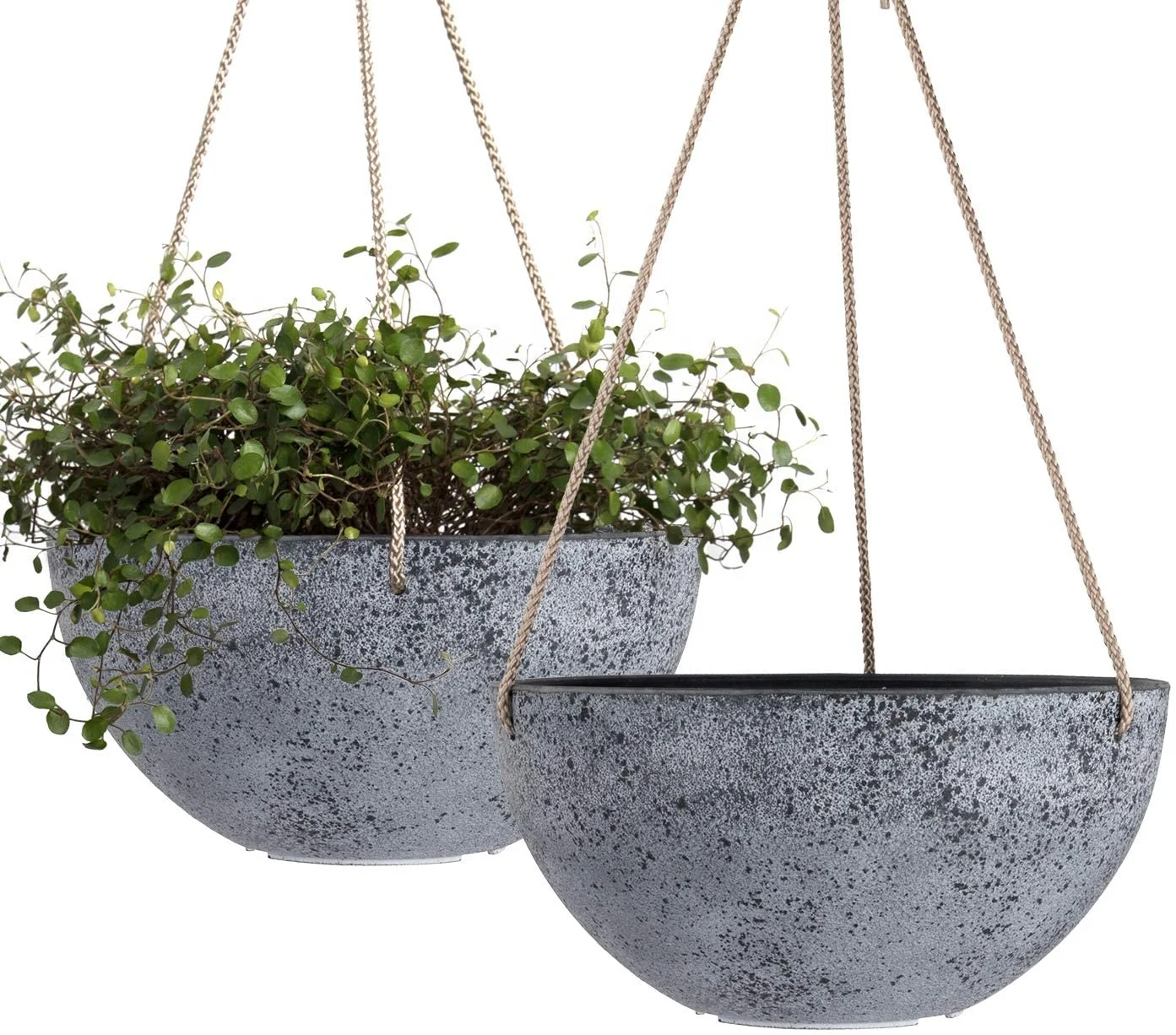 

2021 Hanging Planter Basket Plastic 10 Inch Flower Pots for Indoor Outdoor Garden Decor Planters Pots Rock Grey Set of 2, Customized color