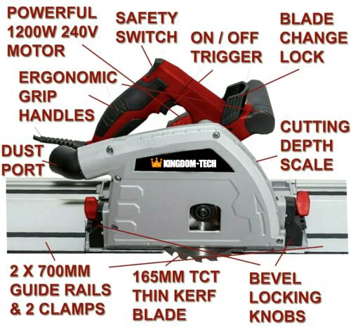 
Heavy Duty Electricity 1200W 165Mm Table Sloding Guide Rail Circular Saw With Track 