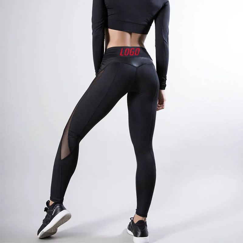 

Custom Logo Black Women Sport Leggings Breathable Mesh Workout Pants Wholesale Fitness Clothing