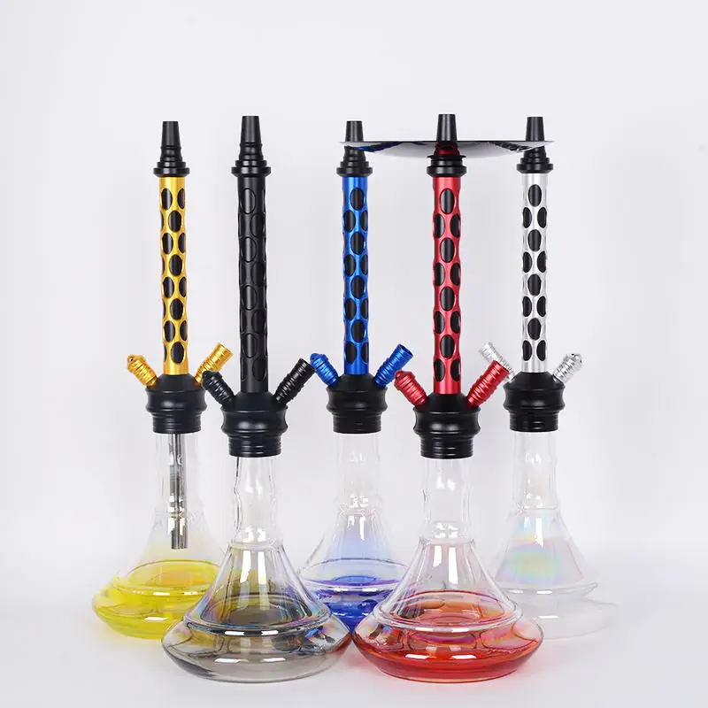 

New Design Colored Bottle Round Metal Decoration Glass Chicha Smoking Shisha Aluminum Hookah