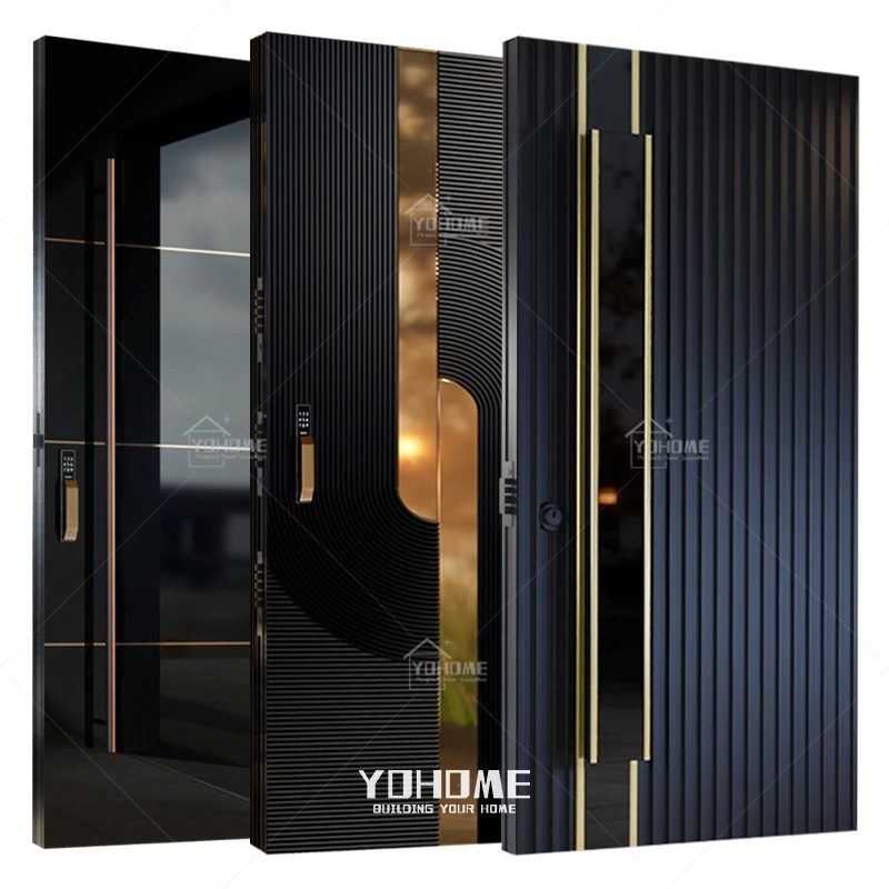 

China top supplier custom modern front door designs for house modern iron entry pivot & hinge doors steel pivot iron door
