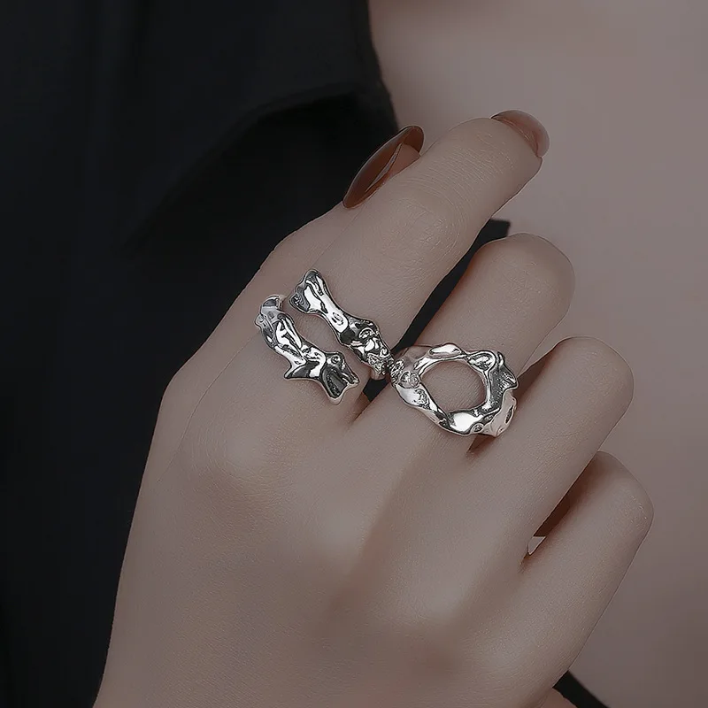 

Hips Hops Punk Women Irregular Open Rings Chunky Hollow Irregular Geometric Ring Birthday Party Jewelry Gifts