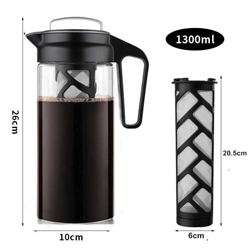 

1.3l Cold Brew French Press Coffee Maker With Easy To Clean Reusable Mesh Filter Iced Coffee Pot 2l Large Capacity