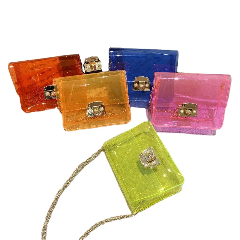 

2021 Summer Kids Mini Purses and Handbags PVC Transparent Jelly Crossbody Bags for Baby Girl Clear Bag Clutch Purse Gift