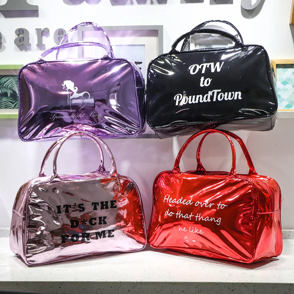 

Women Handbag PU Leather Pouch Bag Waterproof Ladies Transparent Duffle Spend The Night