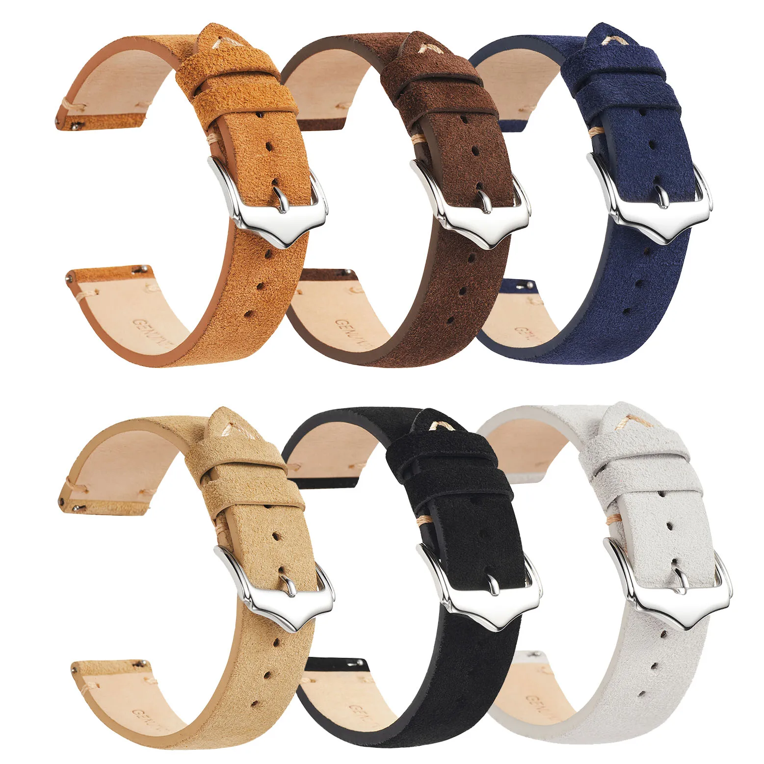 Fashan leather watch band 22mm 20mm 18mm colorful sort leather watch strap Velvet buckskin wristband