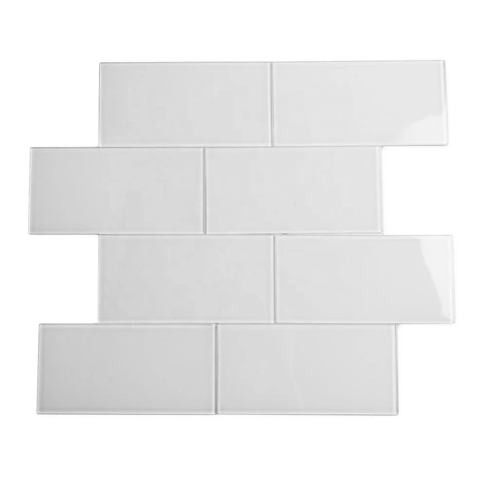40pieces 3x6 Peel And Stick Super White Glass Subway Backsplash Tile