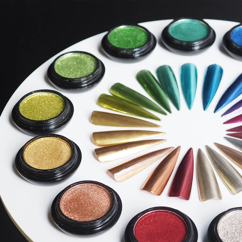 

Holographic chrome magic mirror powder nail art, 21