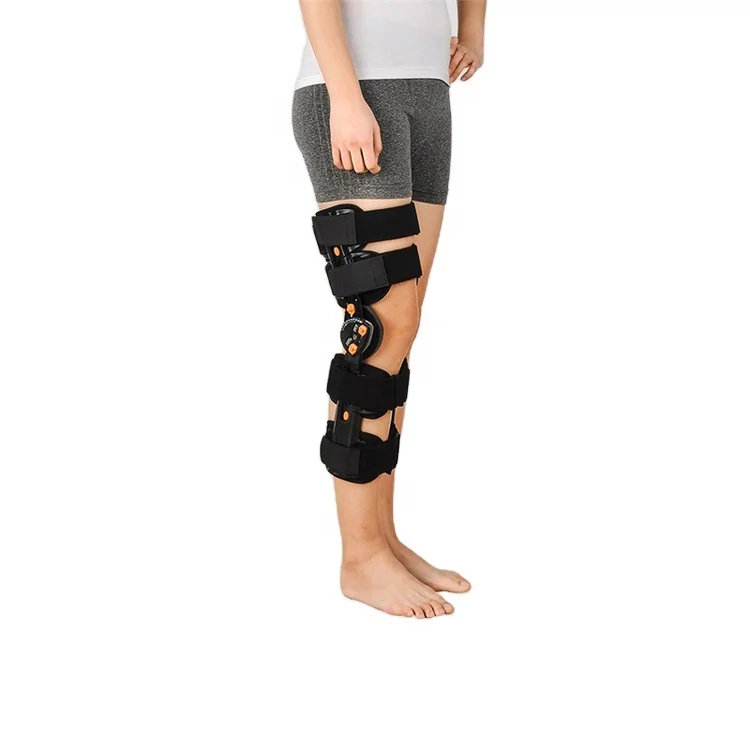 

Angle adjustable knee brace Orthopedic Hinged Knee Brace ROM medical breathable knee brace, Black, grey