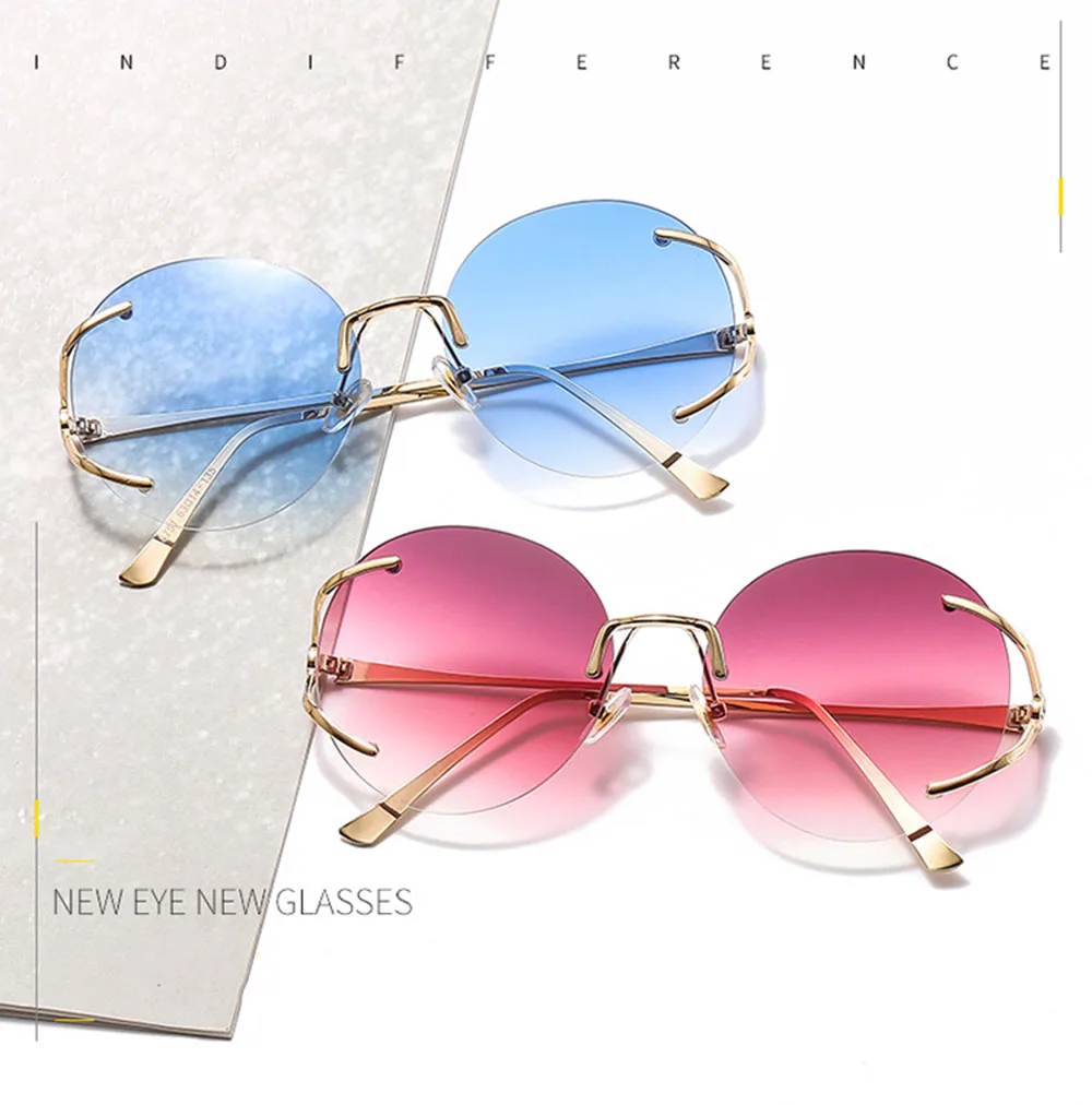 

Ocean Lens Frameless Women Round Sunglasses Classic Design Retro UV400 Rimless Sunglasses