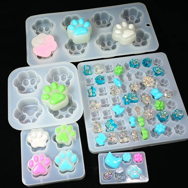 

LV541E 8 frosted mirror cat claw molds DIY epoxy resin mold for key buckle stand holder mold accessories