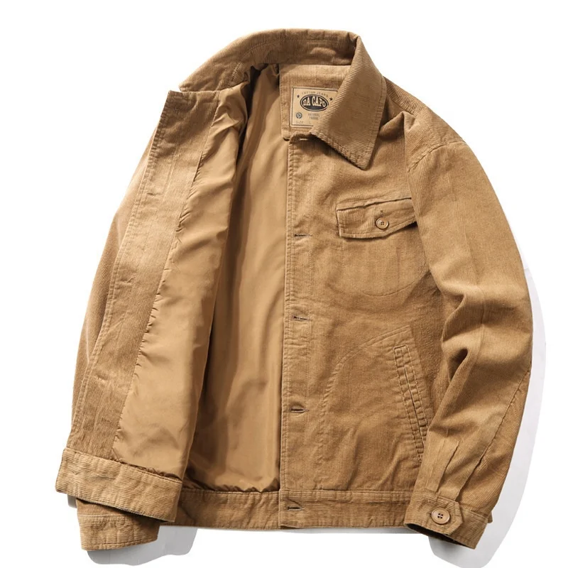 

2021 Hot Sell Autumn Men Corduroy Warm Man Outerwear Large Size Jacket Man Vintage Coat
