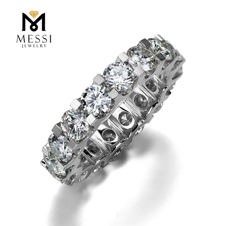 

Messi Gems Eternity design engagement wedding partyDEF white 14k 18k gold moissanite ring for women, White/yellow/rose