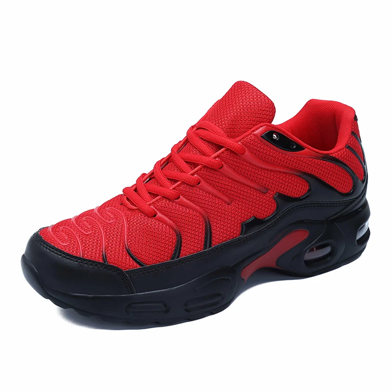 

2021 Plus Sizes Breathable Mesh Men Sneakers Comfortable Air Cushion Outdoor Walking Heightened Red Running Shoes, Black/red/green/navy