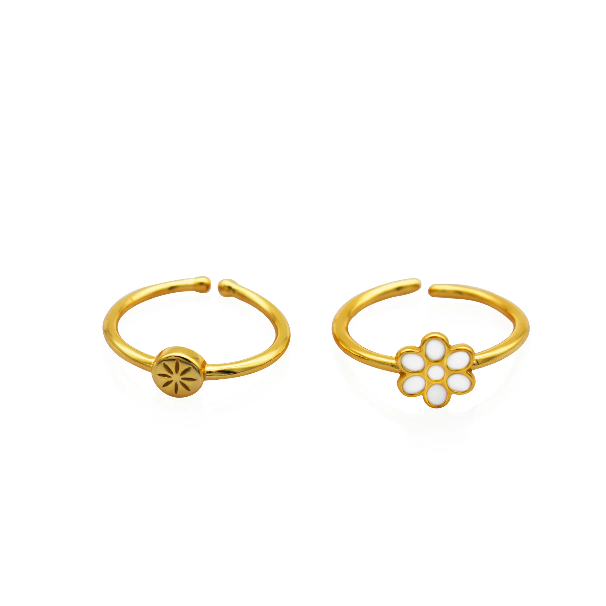 

Chris April in stock 925 sterling silver 18k gold plated enameled design cute flower signet rings, Yellow gold