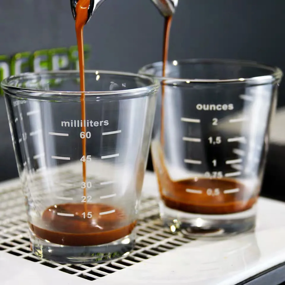 

BCnmviku Espresso Shot Measuring Glass Cups Espresso Coffee Tools 60ml Custom Logo Round Shot Glass Coffee Measuring Cup, Transparent clear
