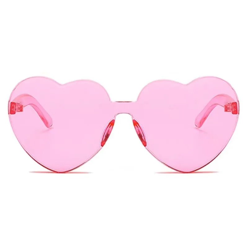 

Trendy Transparent Candy Color Eyewear Love Shaped Frameless Party Glasses Heart Shaped Oversized Rimless Sunglasses, Other