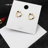 

2020 New Trendy Jewelry Zinc Alloy Gold Tone Round Circle Stud Earrings Are Gold Plated Twisted Circle Metal Stud Earrings