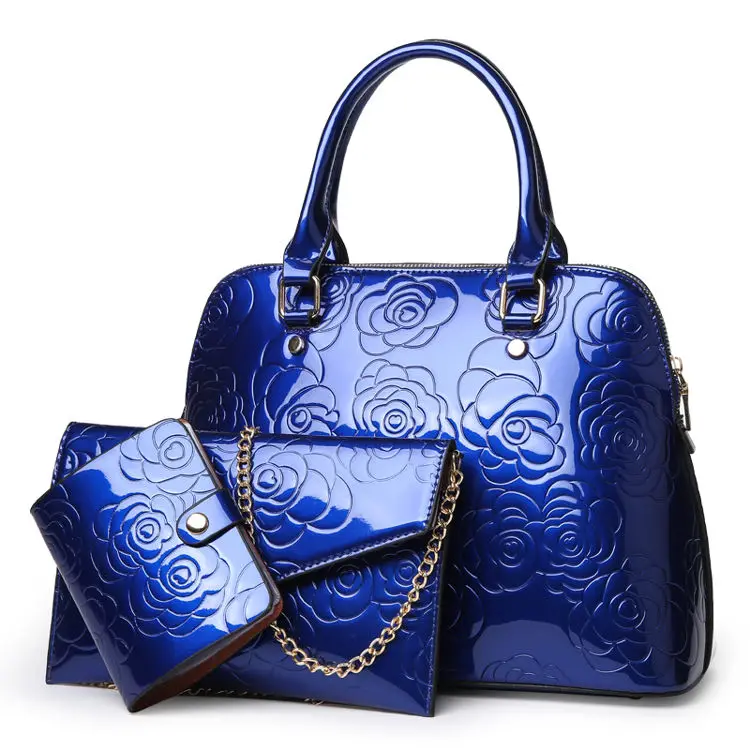 

3 Pcs Set 2021 Sell Well Woman Bag Flower Patterns Pu Leather Bolso De Mujer De Lujo Young Shell Bag Set Handbags For Women