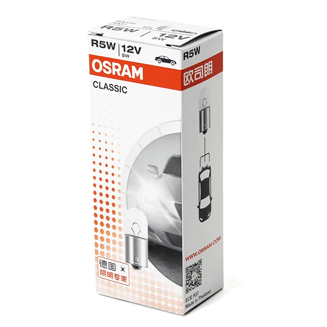 OSRAM ORIGINAL signal lamps with metal bases T16 5007 R5W 12V 5W BA15s made in Thailand Auxiliary lamp