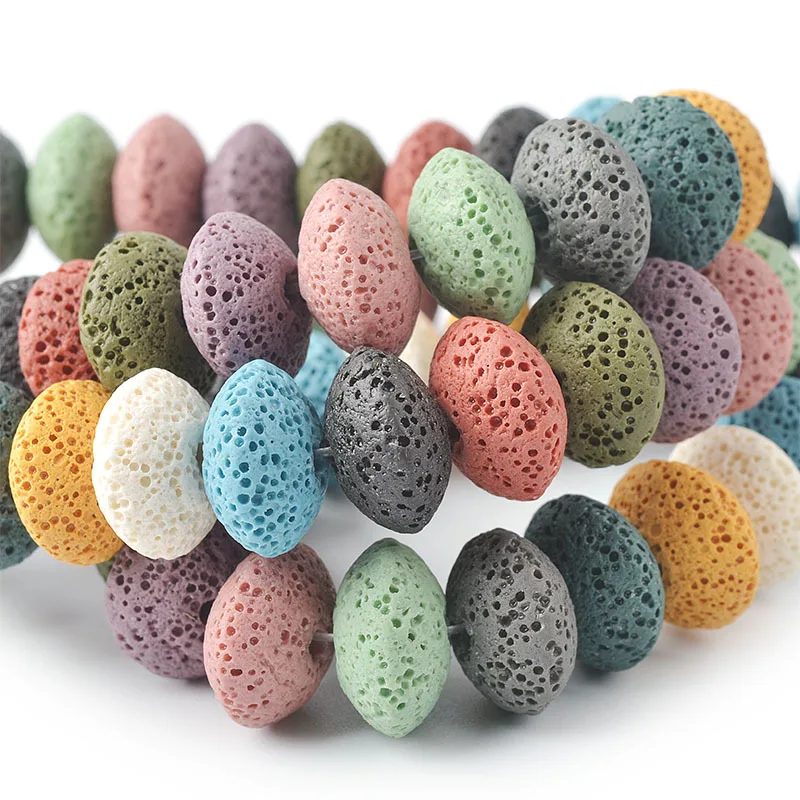 

LB1078 Wholesale Rainbow Lava Roundel Abacus Beads,Multicolor Lava Beads,Mixed Rock Gemstone Rondelle Beads