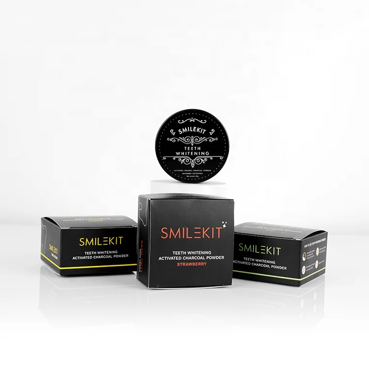 

Food Grade Oral Care Activated Charcoal Teeth Whitening Powder Natural with Own Label, Black and white