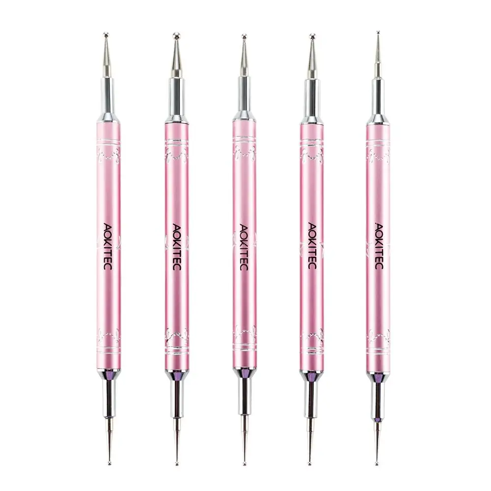 

Aokitec 5PCS Double-headed Nail Art Drill Point Pen For 5d Diamond Painting Tools, Pink