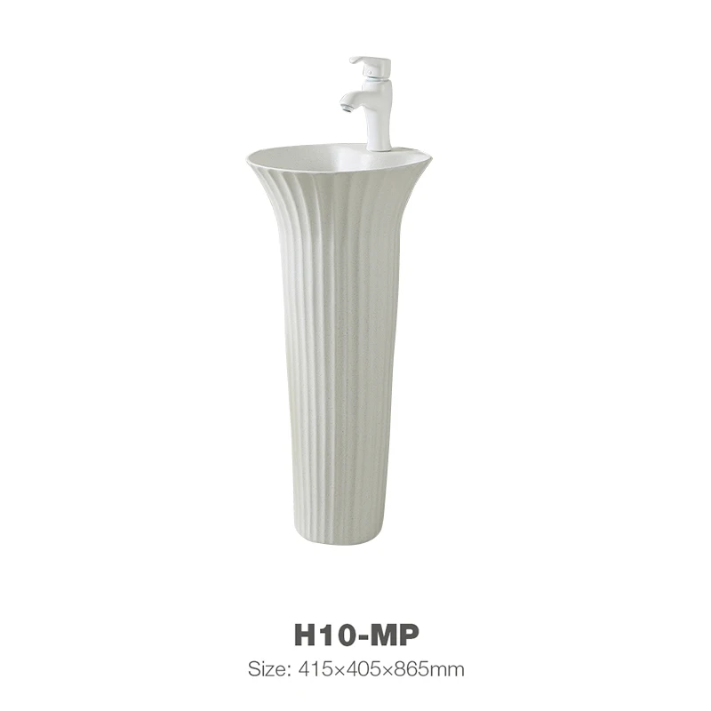 Ceramic Toilet White Washbasin Pedestal Art Basin With White Faucet H10-MP