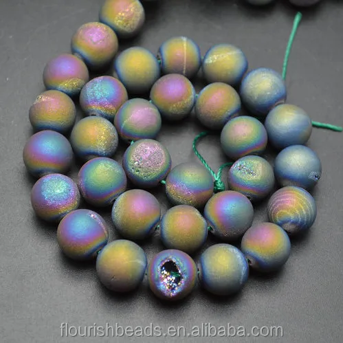 

6mm~12mm Electroplating Geode Agate Stone Round Loose Beads