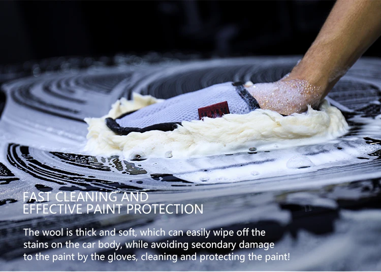 Klcb Premium Sheepskin Wool Mitt,Real Lambs Wool Car Wash Glove Car