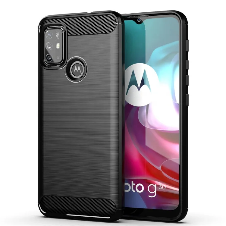 

Best selling soft TPU carbon fiber brushed shockproof fashion mobile phone back cover case for Motorola Moto G30 G10