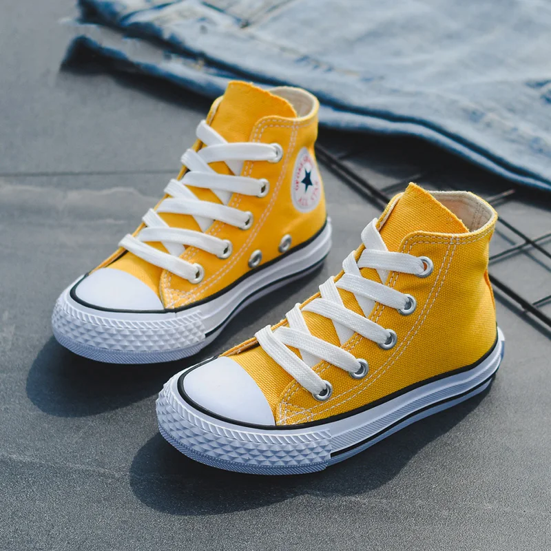 
Kids Shoes For Girl Baby Sneakers 2019 Spring Fashion High Toe Canvas Toddler Boy Shoes Children Classical Girls Canvas Shoes 