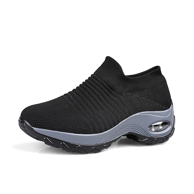 

Women's walking athletic running shoes sock sport woman fashion sneakers mesh slip on air cushion lady platform loafers