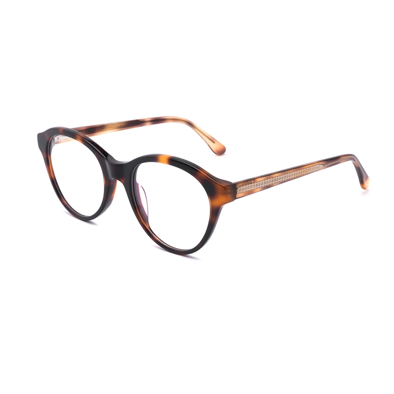 

Latest Chic Unisex Thick tortoiseshell Yellow Round Acetate Frame with Tortoise Temples Spring Optical Eyeglasses