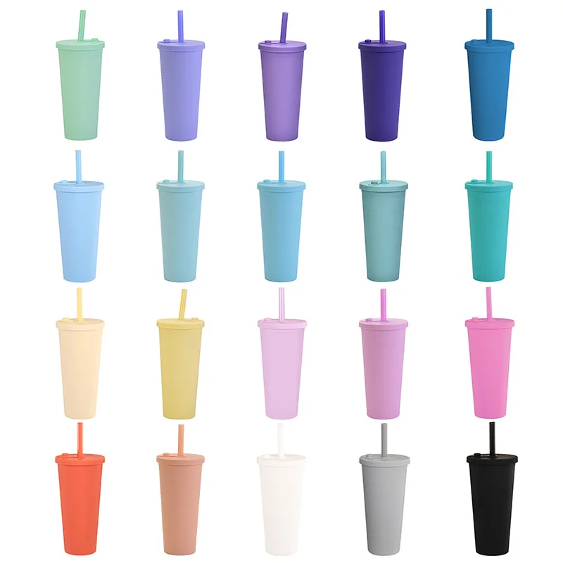 

New design 22oz double wall skinny water tumbler plastic tumbler cups wholesale acrylic tumblers with straw and lid