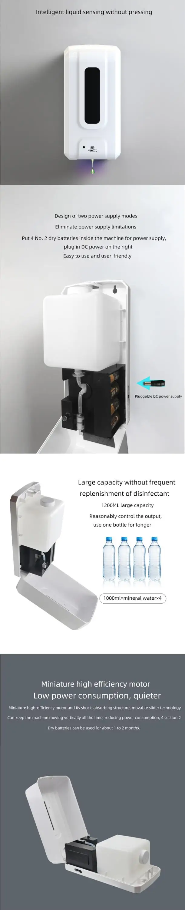 1200Ml Wall Mounted Automatic Infrared Induction Smart Liquid Soap Dispenser