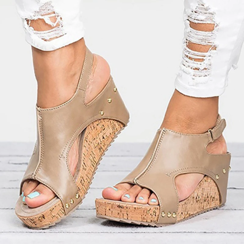 

Sandals Platform Women Wedges Shoes Leather Female 2019 Summer Trifle Open Toe High Black mujer Flip Flops Slipper